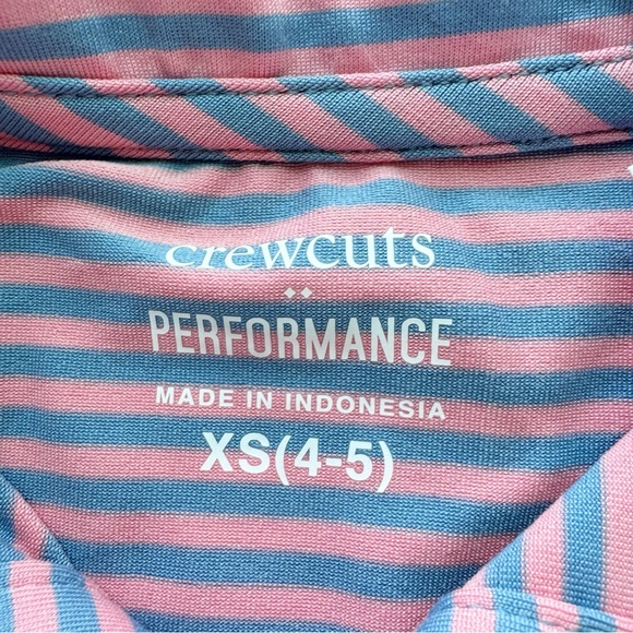 Crewcuts New Boys Striped Performance Polo Shirt Coral Mist Serene Sky Sz XS 4-5 - Picture 7 of 13